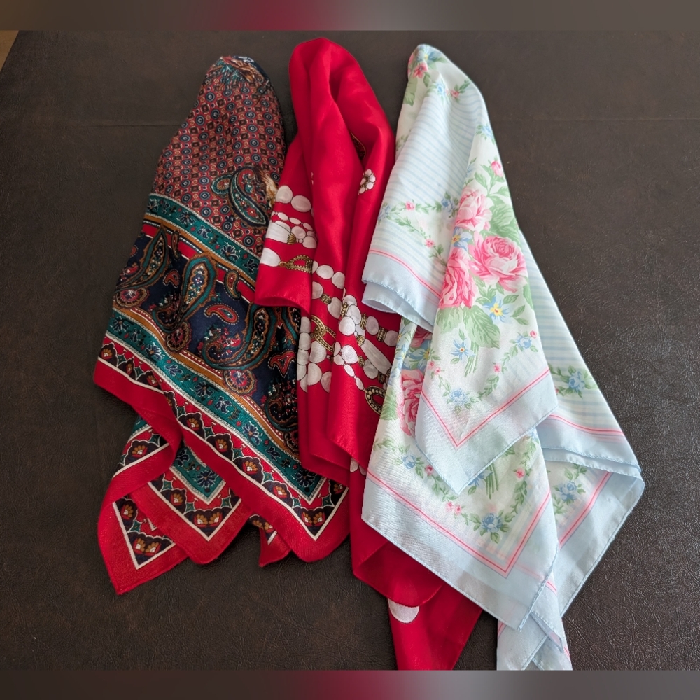 Set of Three Colorful Scarves Vintage Avon